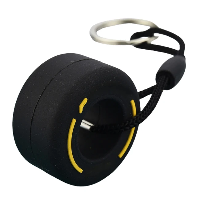 Simulation Cartoon Small Tire Keychain PVC Soft Rubber Key Ring Car Decoration Accessories PVC tire keychain Car pendant yellow