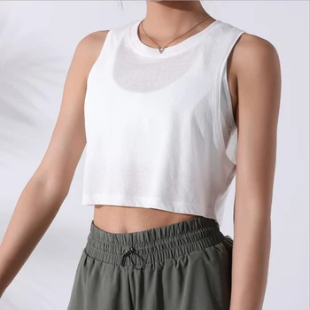 Casual Loose Fit Gym Yoga Sport Crop T Shirt Women Naked Feel Breathable Soft Femme