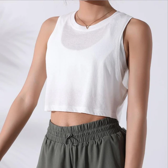 Casual Loose Fit Gym Yoga Sport Crop T Shirt Women Naked Feel Breathable Soft Femme Workout