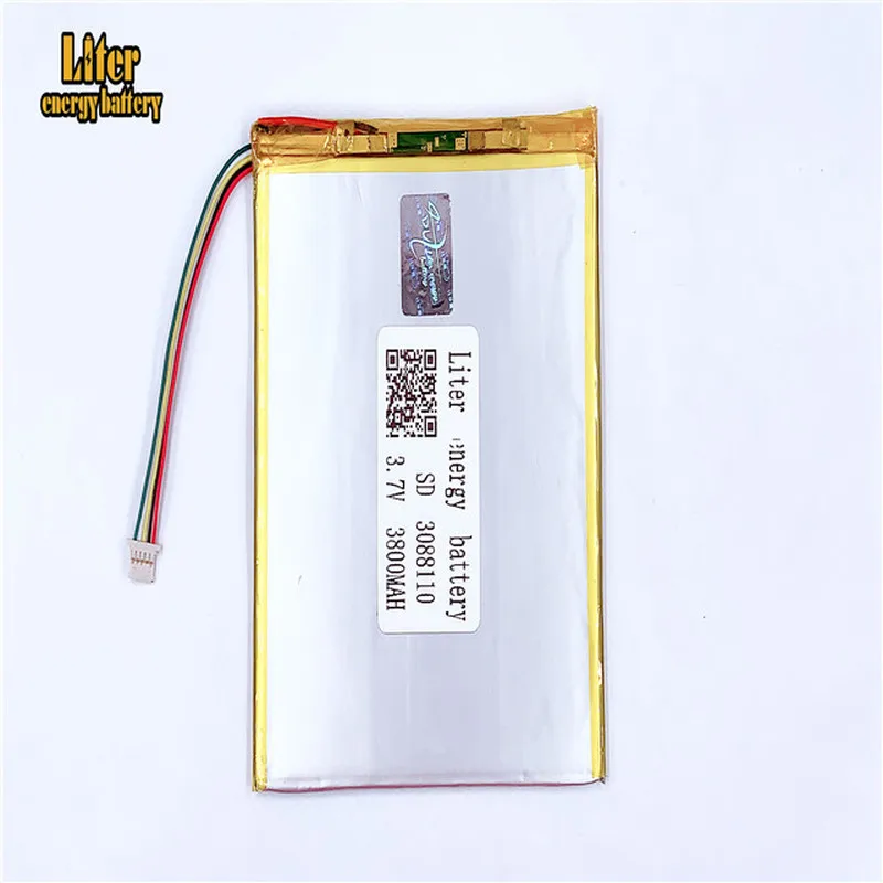 1,0 мм 5pin разъём для LiPo батарей планшетный ПК 3,7 в 3088110 3090110 3800 мА/ч, Перезаряжаемые литий-полимерный аккумулятор
