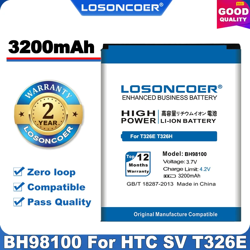 100% Оригинальный LOSONCOER 3200 мАч аккумулятор BH98100 для HTC Desire SV T326E P T326H
