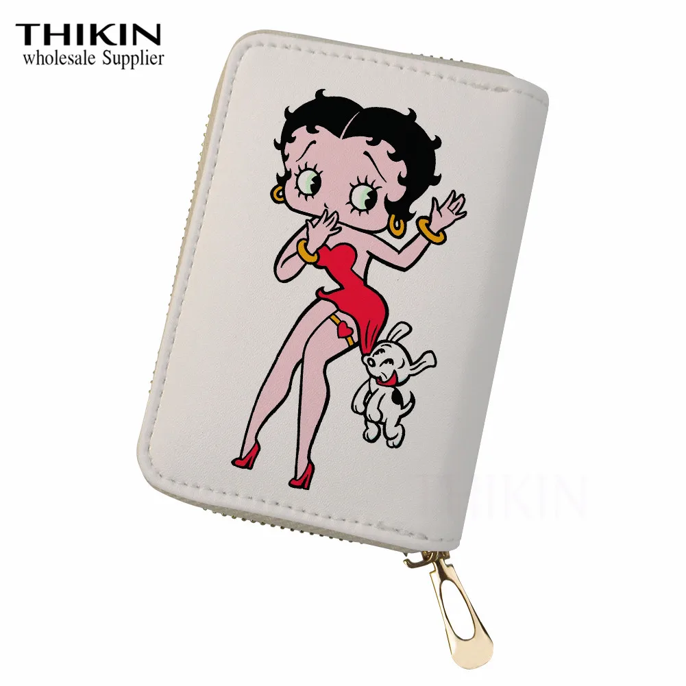 THIKIN горячая Распродажа Betty Boop держатель для карт для пластиковых карт Женская Обложка для паспорта студенческий ID Чехол женский кожаный держатель для паспорта - Цвет: as picture