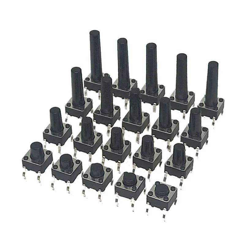 

6x6x4.3MM/5MM-20mm Panel PCB momentary Tactile 4PIN Tactil Tact 12V Push Button Micro Switch 6*6 DIP Self-Reset 30pcs