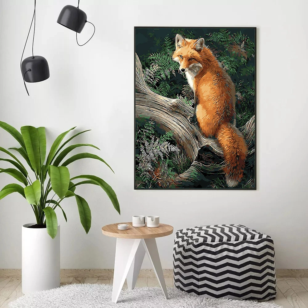 HUACAN Coloring By Numbers Fox Animals Kits Drawing Canvas DIY Pictures Oil Painting Hand Painted Gift Home Decor