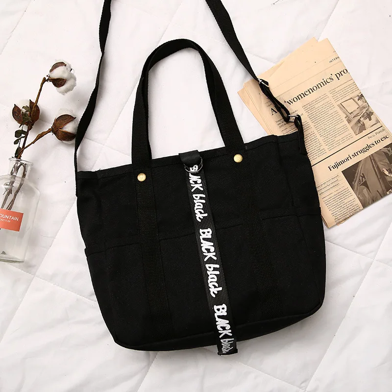 

New Style Korean-style Casual Solid Color Large-Volume Single-shoulder Canvas Bag Women's Handbag