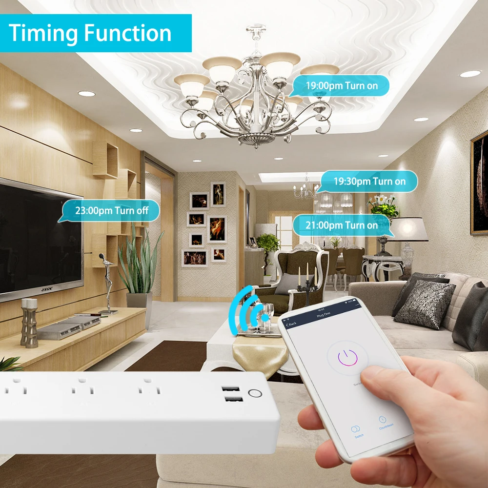 Frankever стиль Wifi USB power Strip Smart EU UK US Plug Переключатель перегрузки 4 выхода 4 порта USB зарядное устройство 15A Wifi розетка