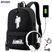 BPZMD световой Billie Eilish Противоугонный ноутбук рюкзак DJ для подростков, для мальчиков и девочек, школьные рюкзак Для мужчин Для женщин сумки Rucksa