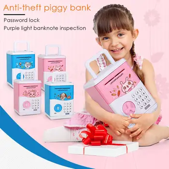 

Kids Cartoon Electronic Piggy Bank ATM Mini Money Box Safety Password Chewing Coin Cash Deposit Machine Gift for Children Kids