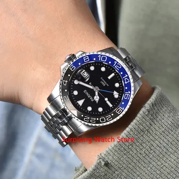 

Parnis 40mm Automatic Mechanical GMT Watch Men Luxury Brand Ceramic Bezel Luminous Waterproof Sapphire Calendar Wristwatch Men