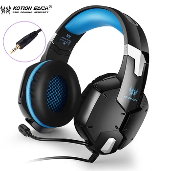 

KOTION EACH G1200 Professional Gaming Headset Headphones with Mic 3.5mm plug Stereo Bass Headband Noise Cancelling for laptop