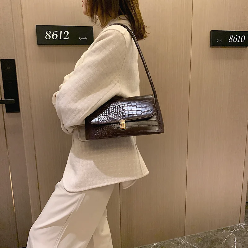 

Top Grade WOMEN'S Bag Europe And America Fashion Women's Handbag PU Leather Stone Pattern Shoulder Bag Women's Lock WOMEN'S Bag