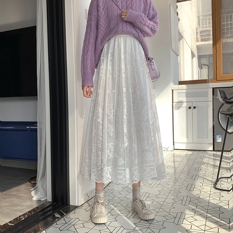 【suzen】shell lace unbalanced skirt SUZEN :: 스젠