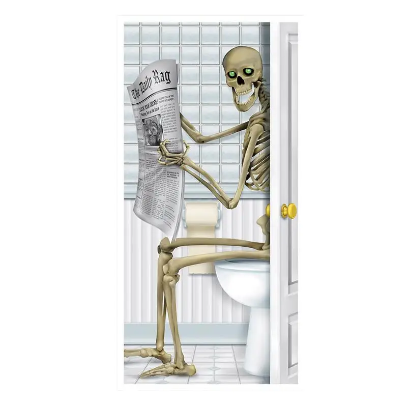 

Halloween Door Sticker Creepy Skeleton Pattern Wall Door Glass Showcase Sticker Mural Decals For Halloween Party Decoration