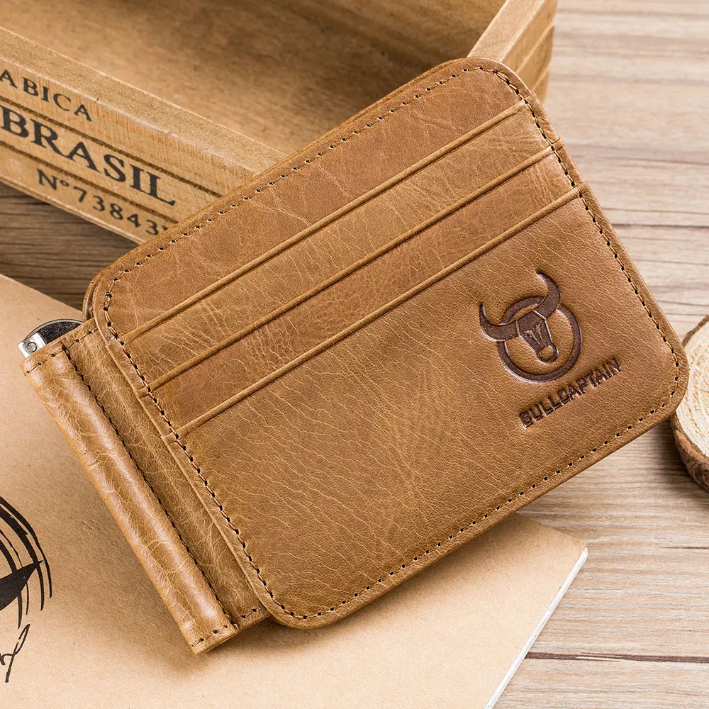BULLCAPTAIN кожаный держатель для карт tir flod ID/Credit кошелек с передним карманом и rfid