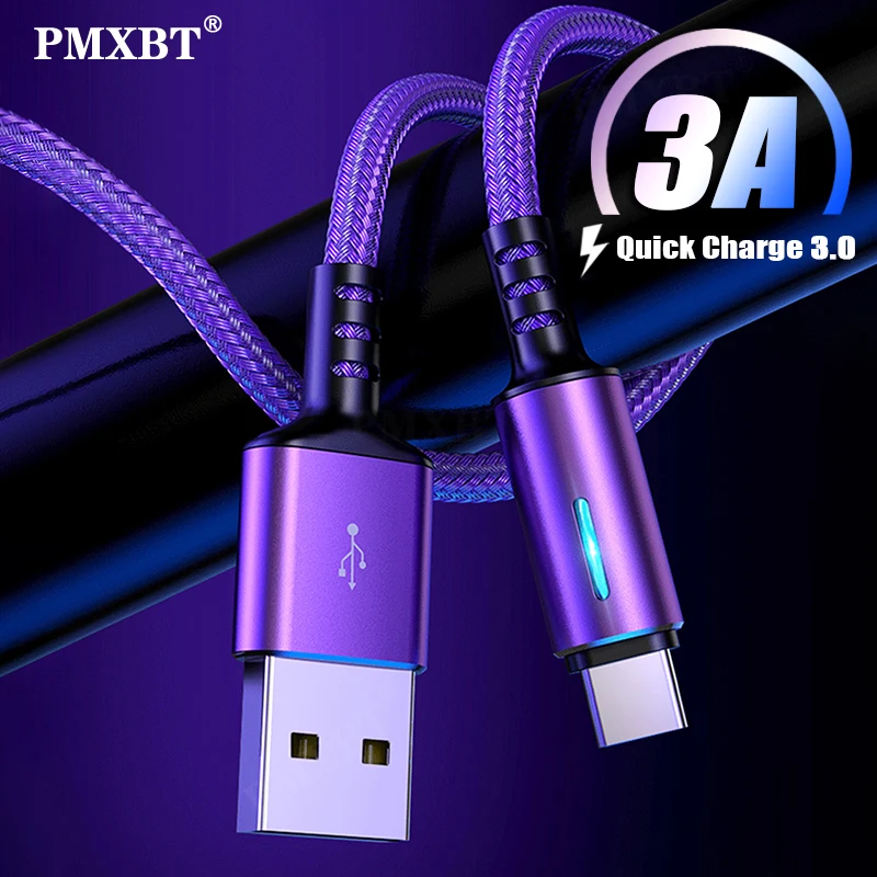 USB-кабель 3A для Samsung Galaxy S9 S8 S7 Xiaomi Redmi Note 7 8 Huawei Micro USB Type C кабель быстрой зарядки и