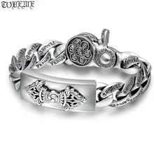 925 Серебряный Тибетский браслет шесть слов винтажная стерлинговая буддистская Ваджра Дордже Браслет из чистого серебра тибетский хороший браслет, приносящий удачу