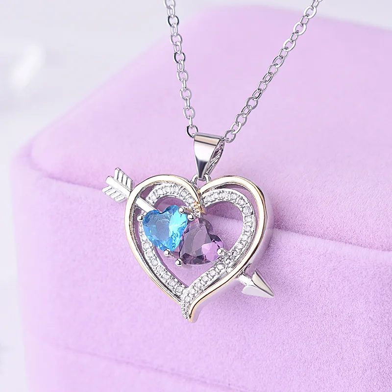 Skup 925 Sterling Sliver naszyjnik serce wisiorek diamentowy dla kobiet moda ślubna Bizuteria kamień Topaz Pierscionki 925 zawieszki