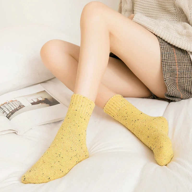 Dreamlikelin, толстые теплые носки для зимы, японский стиль, одноцветные женские носки, женские носки с блестками