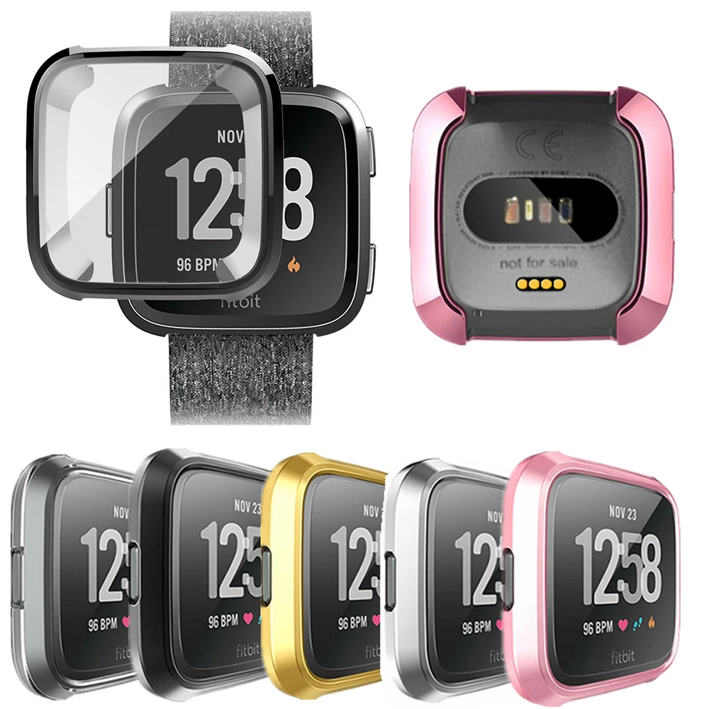 Soft TPU Silicone Plating Case Cover For Fitbit Versa 2 Full Screen Protector Case On Fit bit Versa2 Smartwatch Protective Coque