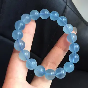 

10mm Natural Ice Aquamarine Clear Round Beads Women Men Bracelet Best Gift Gemstone Stretch Crystal Jewelry AAAAA