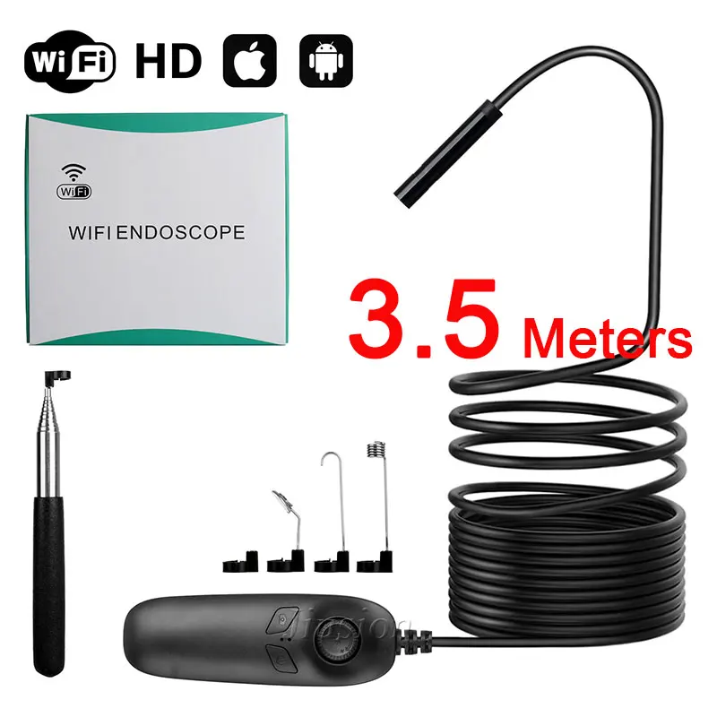 3.5 m cable WiFi эндоскоп мини камера для осмотра USB Гибкий 6 шт. светодиодный Micro Cam видеокамера Camara Espia телескопический стержень ушной отоскоп - Цвет: 3.5 m cable