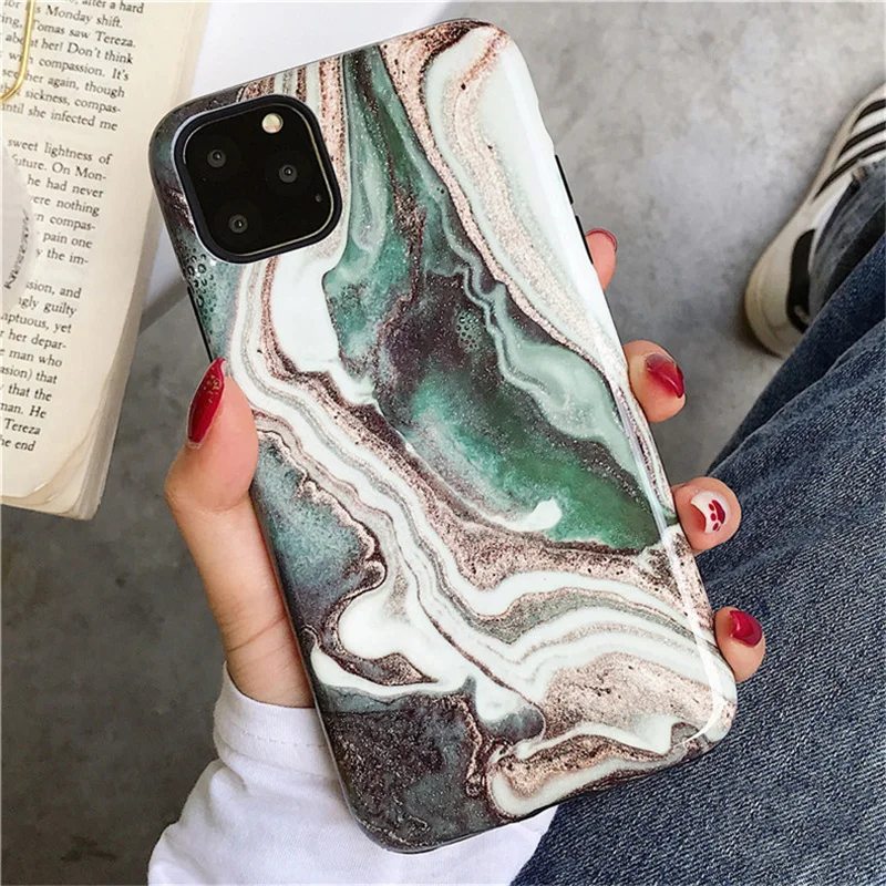 Анти-осенние Агатовые мраморные чехол для iphone 11 11Pro Max XS Max XR для iphone 6 6s 7 8 плюс Гибридный Силиконовый чехол противоударный чехол