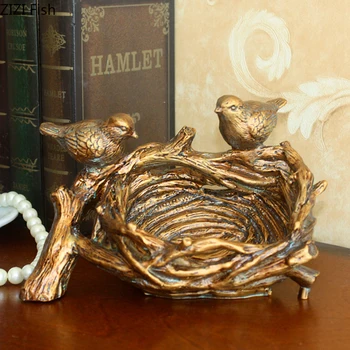 

Nordic Antique Home Decor Birdhouse Storage Resin Animal Ornaments Desk Decorations Retro Home Decoration Accessories Modern