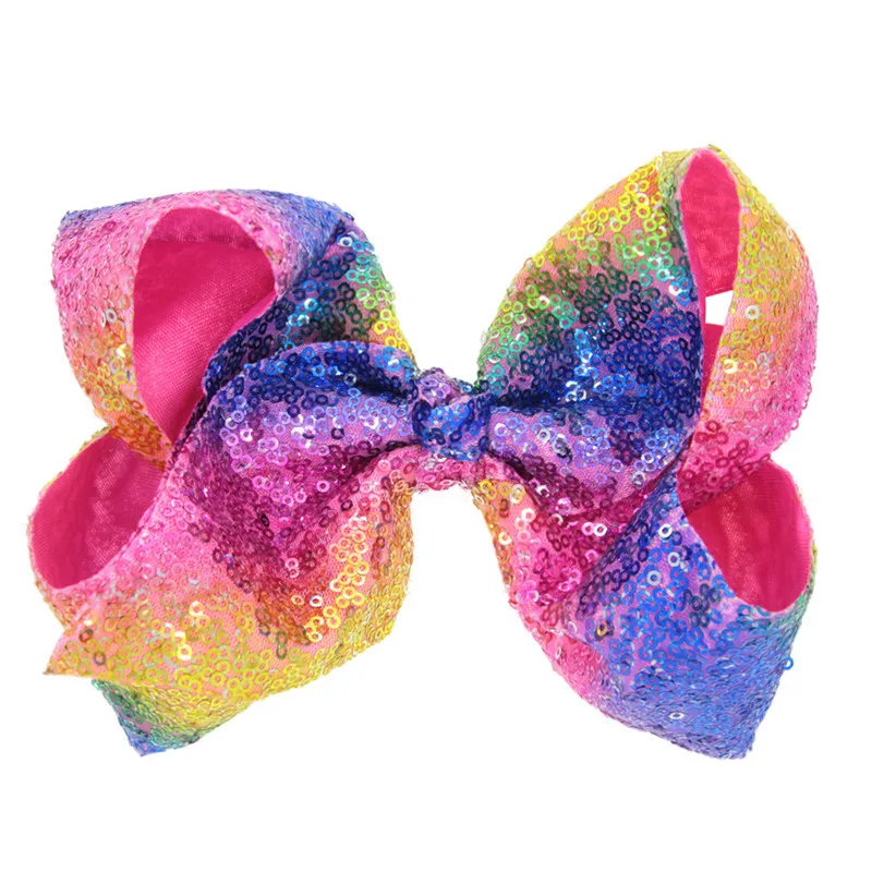 " Sequin Rainbow siwa лук с заколкой для волос для девочек Дети ручной работы бутик узел волосы в стиле jumbo лук заколки для волос аксессуары для волос