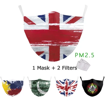 

Face Mask Against Pollution Breathable National Flag Print Dustproof Windproof Smog PM2.5 Mouth Cover Reusable Washable Facemask