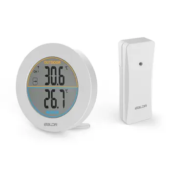 

Baldr Round Shape Wireless Thermometer Table Indoor Outdoor LCD Display Digital Wall Temperature Meter Sensor B0127T2
