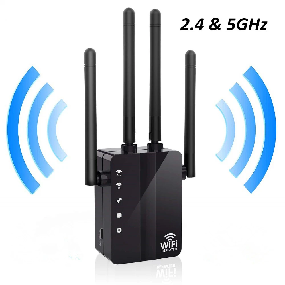 external wifi signal booster VSVABEFV Dual Band Wireless Repeater 1200Mbps 300Mbps 2.4Ghz 5.8Ghz EU Plug US Plug WIFI Signal Amplifier Internet Extender best home wifi signal booster