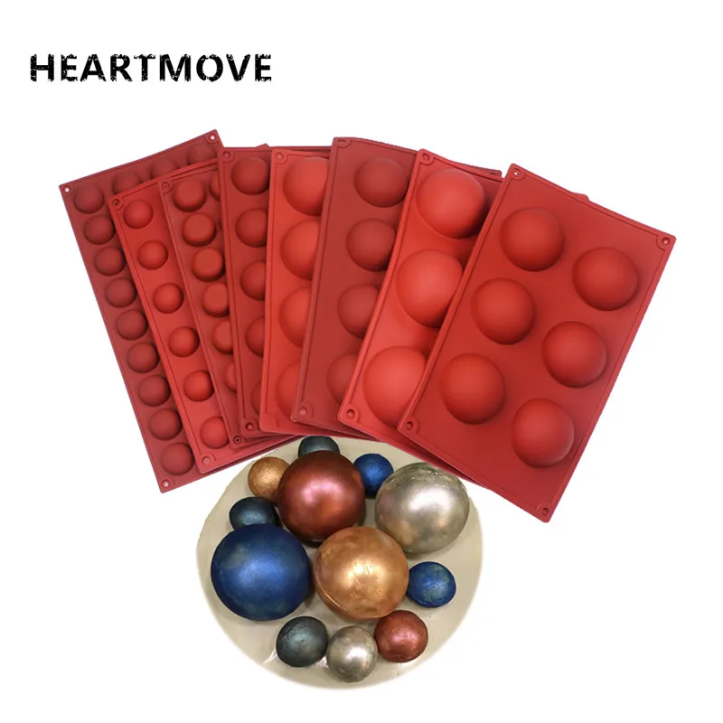 

HEARTMOVE New Silicone Mold For Cake Chocolate Round Candy Fondant Mould Pudding Jelly Ice Soap Molds Cake Pastry Baking Tool