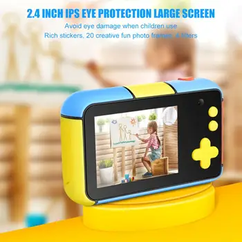 

Kids Digital Camera Selfie Rechargeable Camera Toy Dual-lens 2400W 2.4 Inches HD Screen Video Camcorder Gift With Flash Light