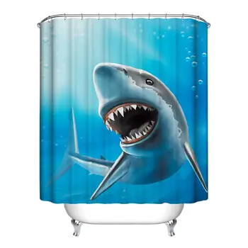 

HD Marine Animal Printed Bathroom Shower Curtain with 12 C-Shape Plastic Hanging Hooks for Bathroom Decoration 61 x 70 Inches