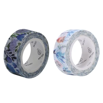 

2pcs 1.5cm Wide Luxuriant Flowers Washi Tape Adhesive Tape Label Masking Tape - Dai Purple & Cyanotic Blue