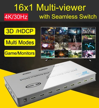 

4K 30hz 1080p 60 16 In 1 Out Hdmi Screen Splitter 16x1 Multi-viewer Multiviewer Picture Divider Seamless Switch Video Converter