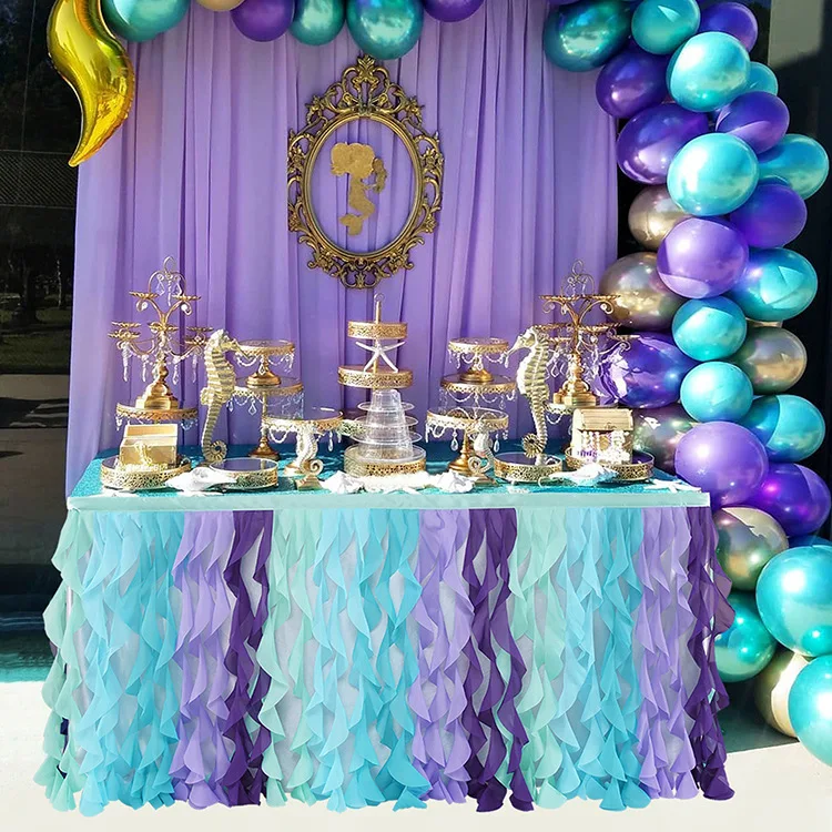 Round Table Skirts for Wedding Decor Tulle Tutu Banquet Table Skirt Mermaid Birthday Party Decor for Kids Cloth Skirting