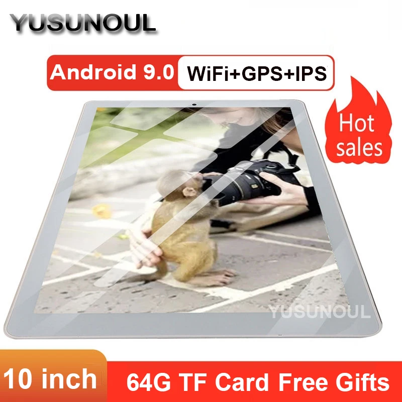 Планшет 10 дюймов 2020 закаленное стекло 2.5D 3G Android 9 0 4 ядра 32 ГБ ROM Wi-Fi GPS IPS 1 дюйма