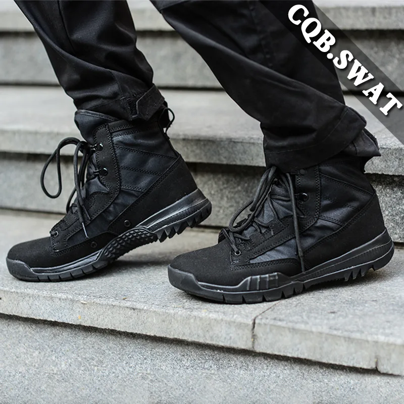 

New Style Combat Boots Combat Boots NK Mid-top Ultra-Light Tactical Boots Black Summer Rubber Sole