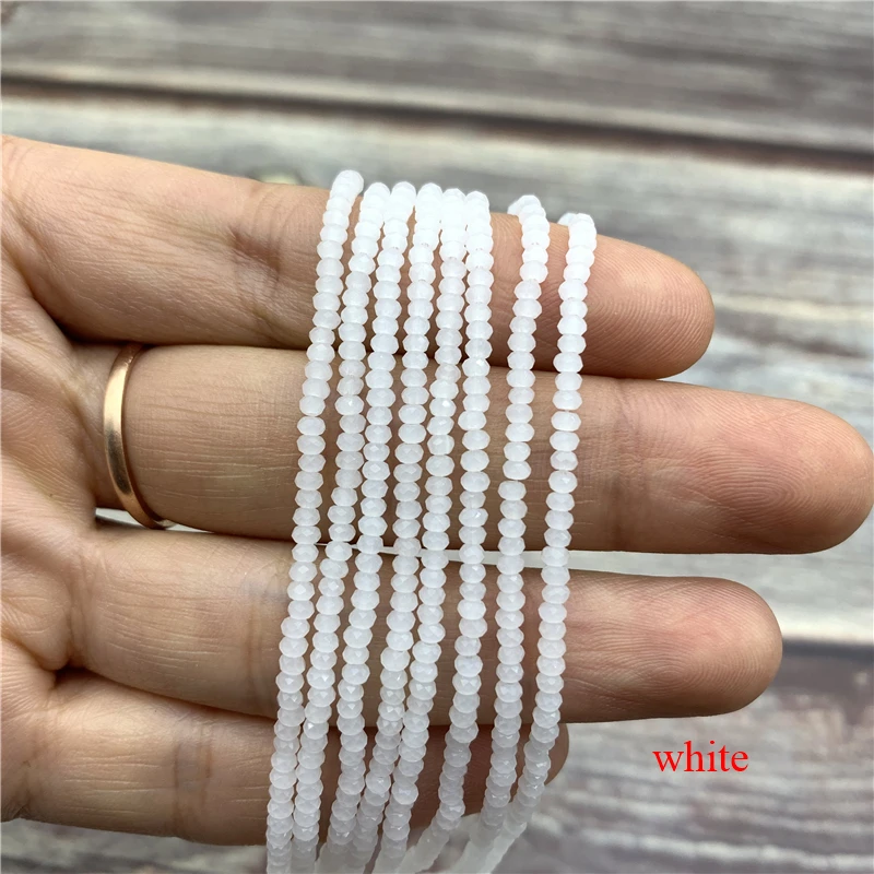 190 Pcs /strand Colorful 2x3mm Crystal Rondell Faceted Glass Beads Small Beads Sead Beads for Jewelry Making Diy - Цвет: White