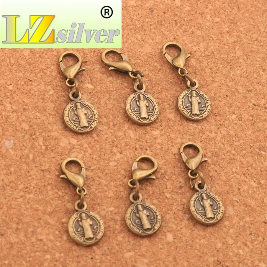 27X9mm Saint Jesus Benedict Patron Medal Crucifix Cross Charm Beads 100PCS Zinc Alloy  Bronze Findings C1651