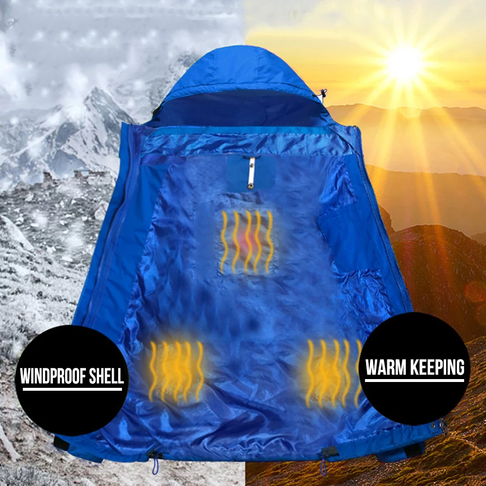 

Hot New Waterproof Windproof Jacket Heating Coat Winter Warm Women Men Hiking Jacket Chargeable Heated Jacket Skiing Climbing Sp