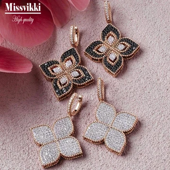 

missvikki Luxury Romantic Sweet Lucky Clover Pendant Necklace Jewelry for Women Girl Bridal Wedding Shiny AAA CZ 2020