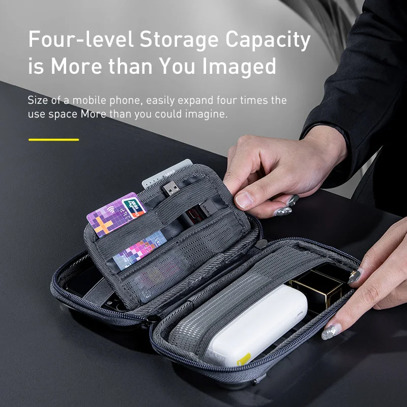Baseus Shockproof Storage Bag USB Cable Card Charger Mobile Phone Earphone Bag PC Waterproof Organizer Bag Travel Accessories