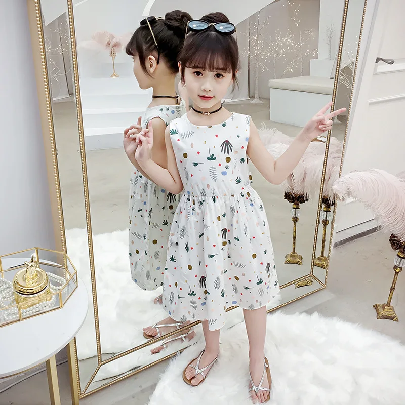 Printing Girls Dress A-line Multicolor Kids Slip Children Summer Clothing Cute Clothes Sleeveless Breathable | Детская одежда и