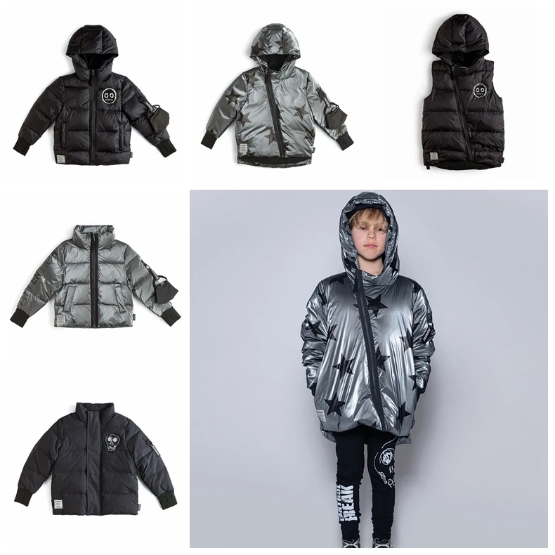 Toddler Boy Winter Clothes NU Brand Design Girls Puffer Jacket Skull Print Long Sleeve Down Coat Baby Children Fashion Outwear | Мать и