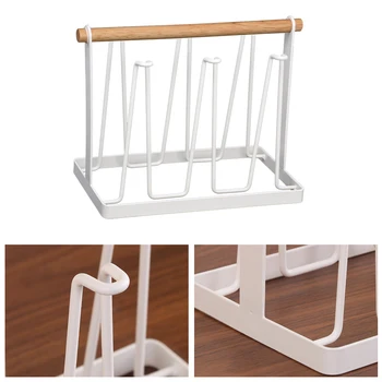 

Tea Cup Holder Household 5/6 Cups Storage Rack Multifunctional Shelf Iron Metal Durable amd Easy to Clean
