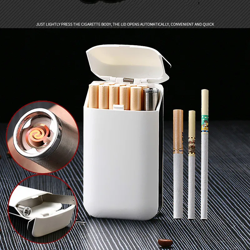 

New Creative cigarette case and lighters rechargeable No gas USB Windproof flameless electric cigar Electronic charging lighter