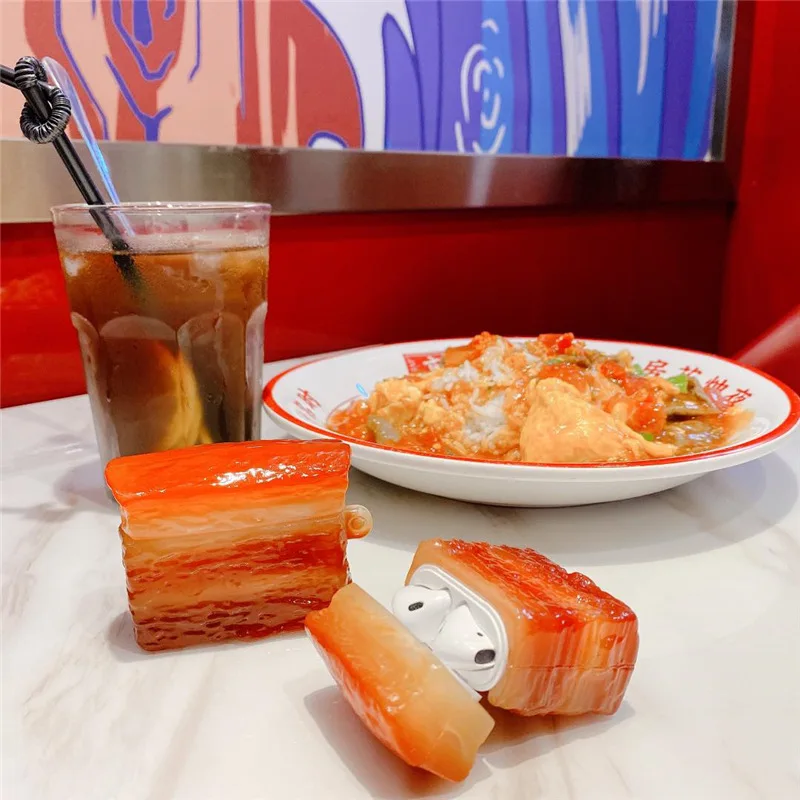 

For Air Pods Pro Case Luxury Streaky Pork 3D Cute Meat Earpods Case for Apple AirPods 2 1 Earphone Protective Cute Cases Funda