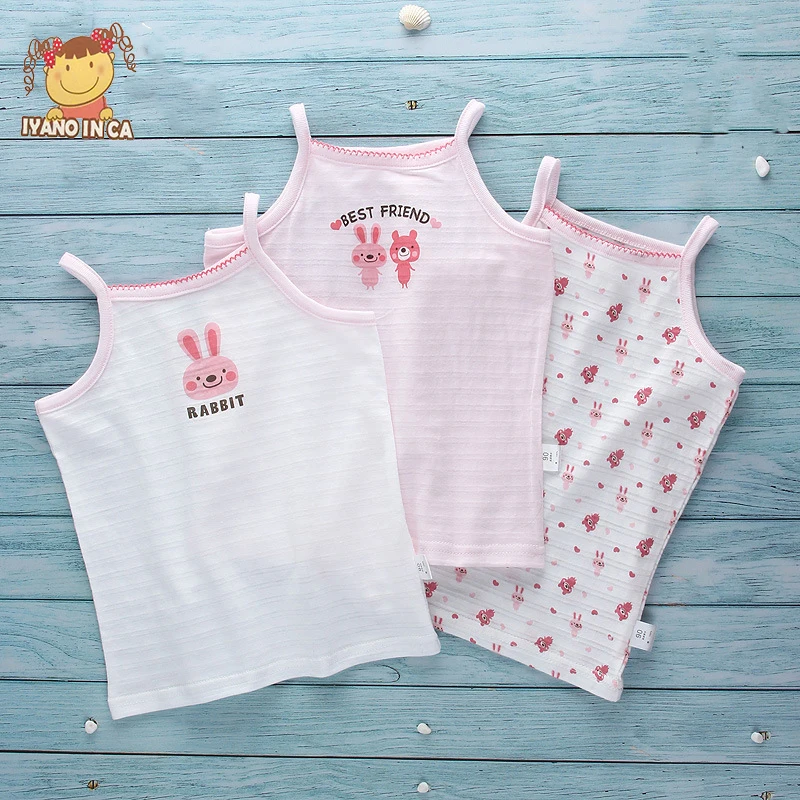 

3pcs/set Thin Section of Baby Boys&girls Cotton Vest Bottom Strap Cartoon Printed Bamboo Cotton Vest 2020 New Boy Kids Vest